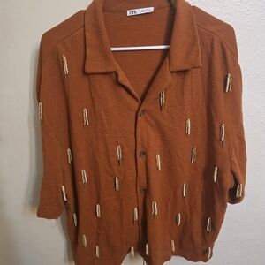 Zara Terracotta Knit Top